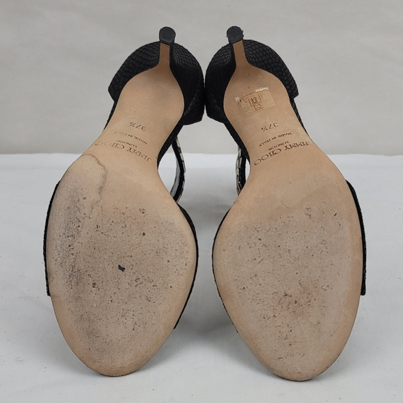 Jimmy Choo Black Ankle Strap Stiletto Heels Sandals 37.5 - Picture 9 of 9